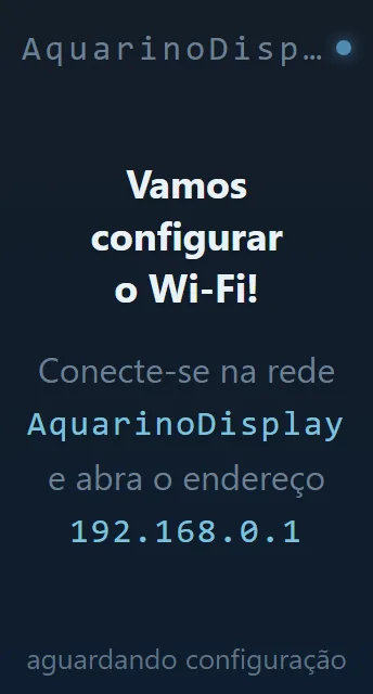 The Wi-Fi setup screen: the Display shows the network to use and the portal address.