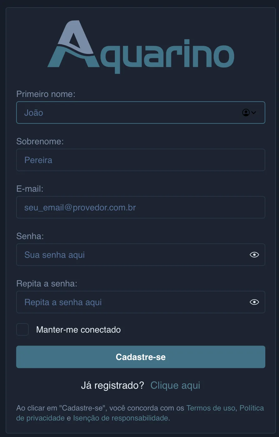 La creazione dell'account: compila i dati e conferma la password.