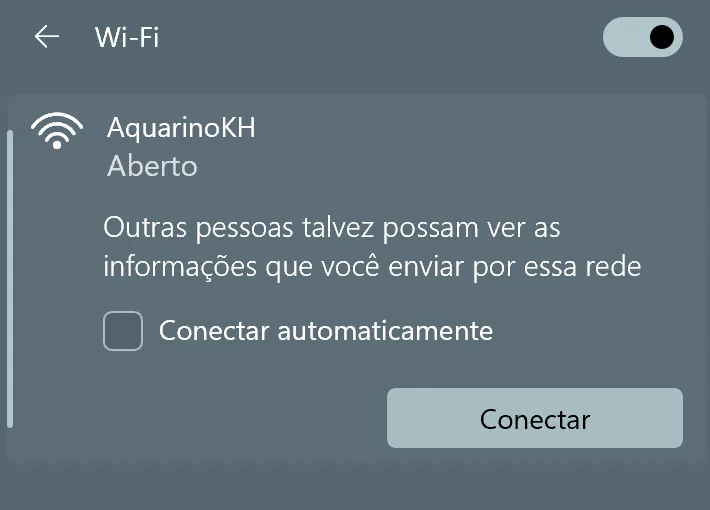 La rete temporanea del dispositivo nelle impostazioni Wi-Fi: aperta, senza internet — ed è giusto così.