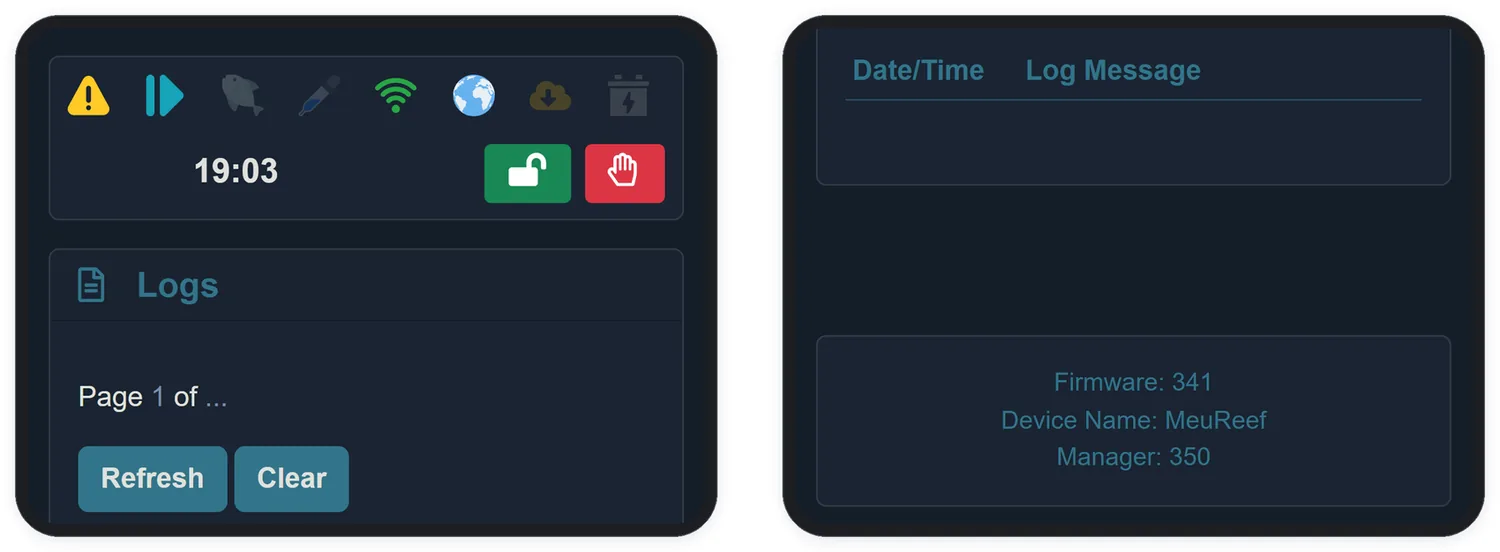 La schermata Logs: data, ora e il motivo di ogni azione.