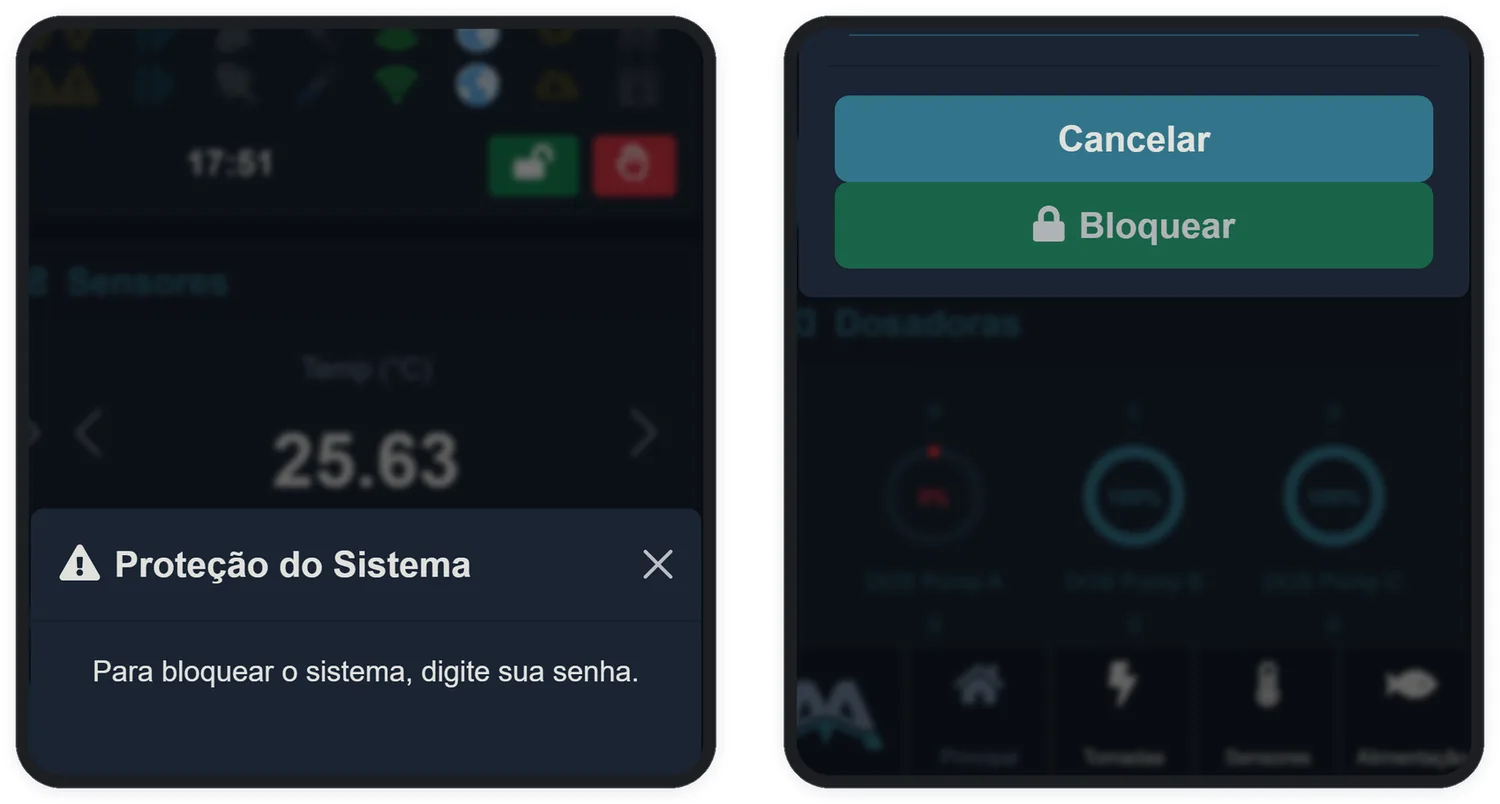 O modo protegido pede a senha para bloquear — e para desbloquear.