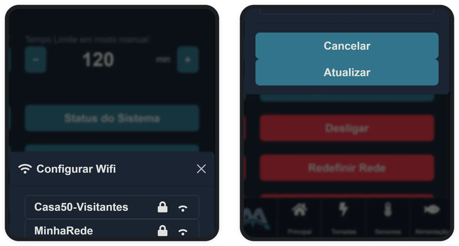 A troca de rede: varredura, senha e a escolha entre DHCP e IP estático.